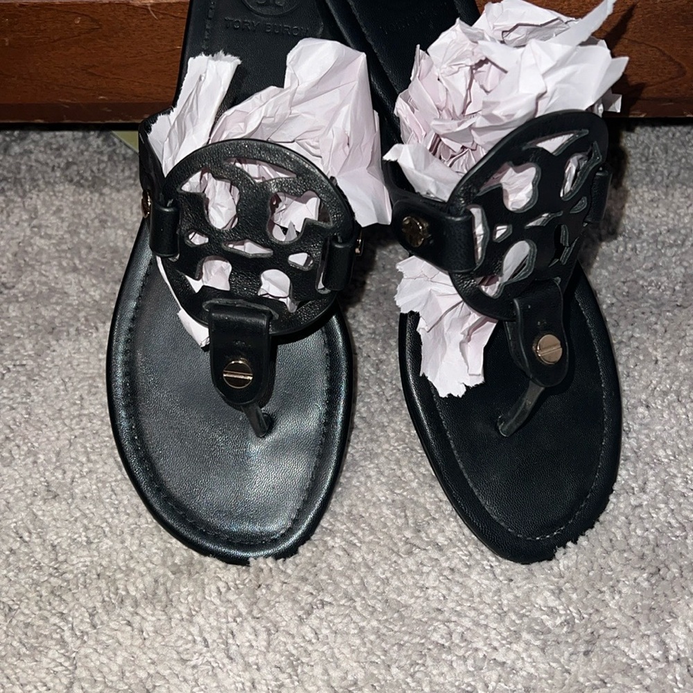 Tory Burch Black Miller T-Strap Sandals